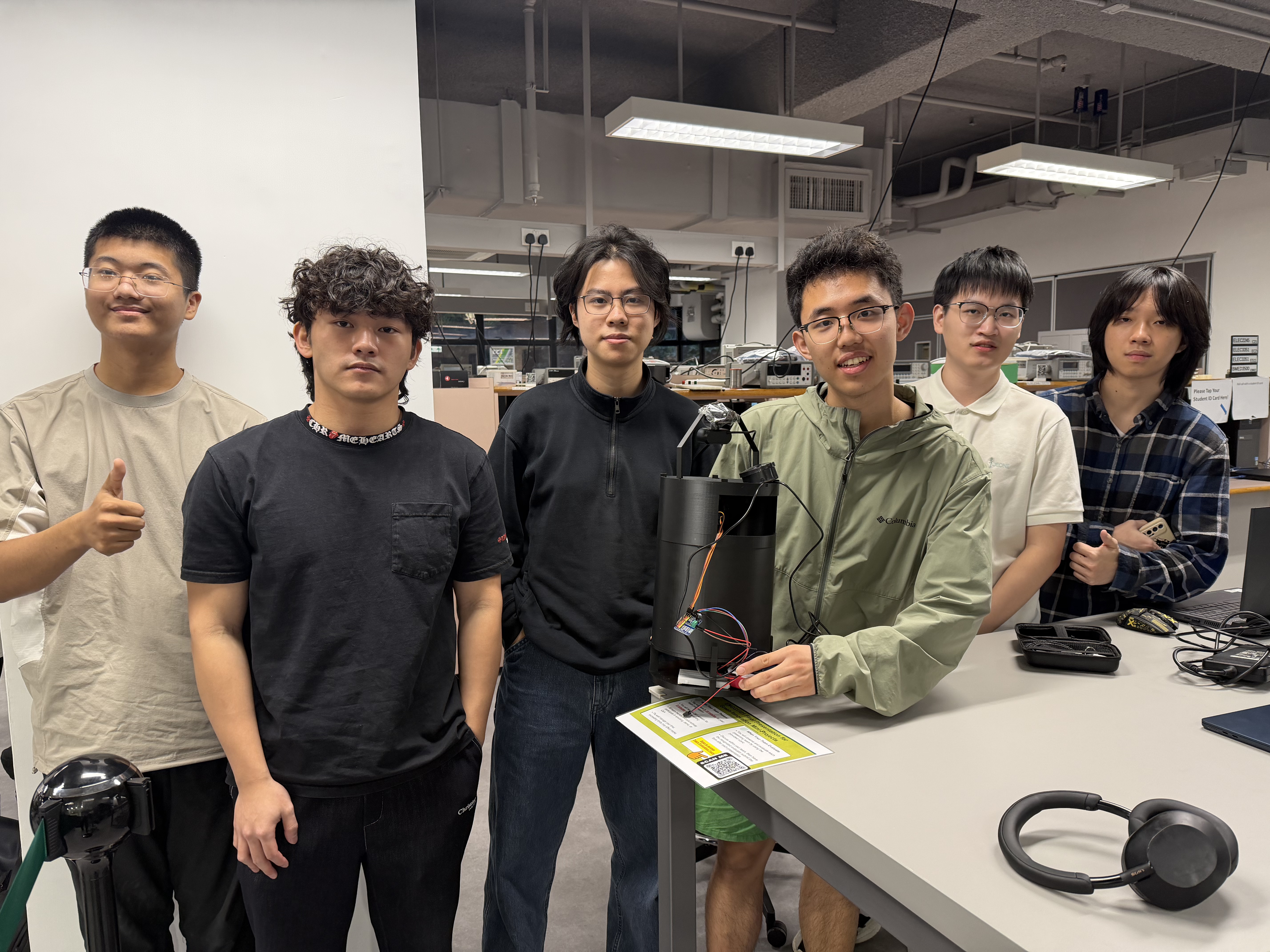 Student team is posing with their prototype