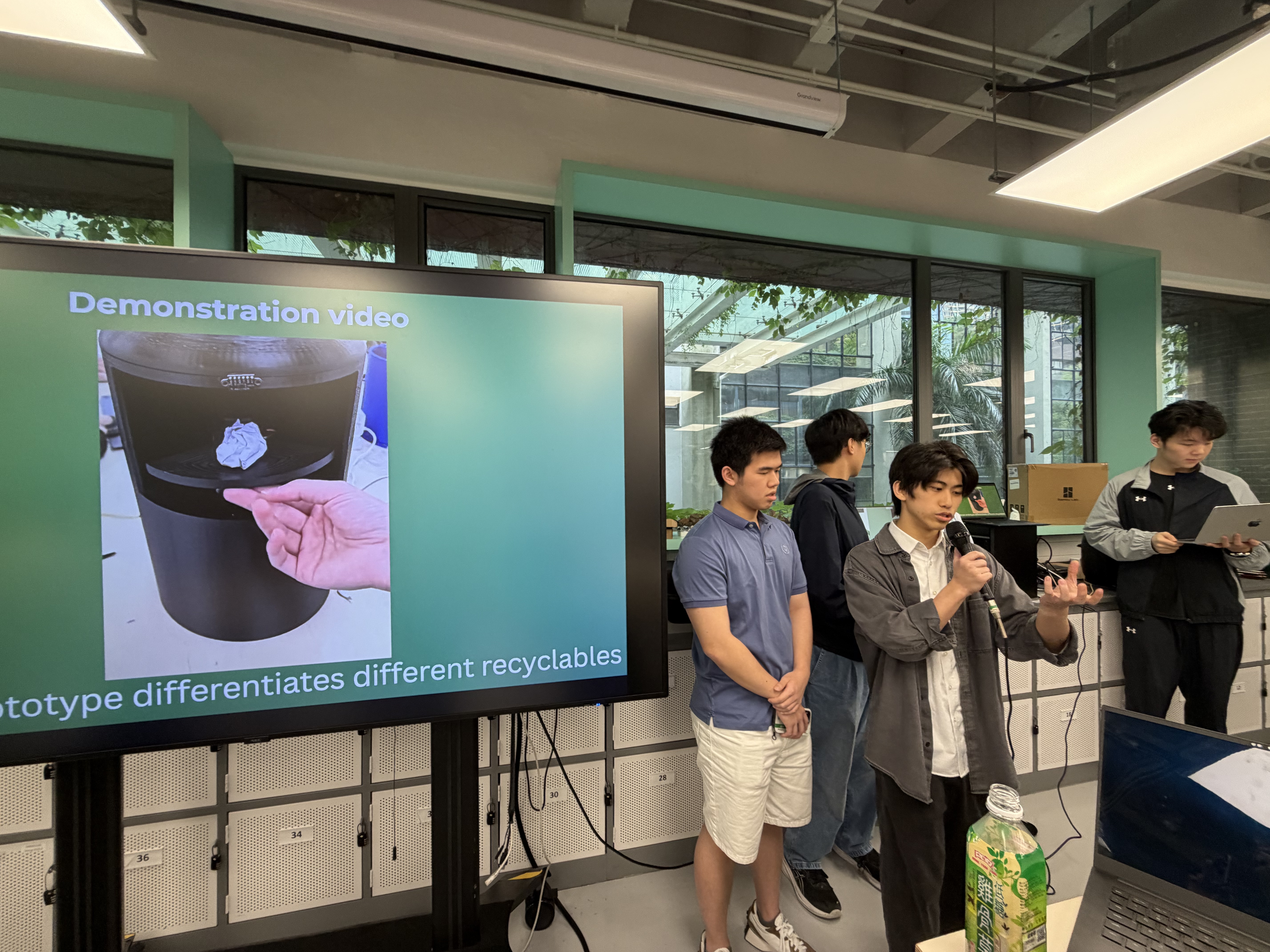 Students presenting and pitching to a live audience